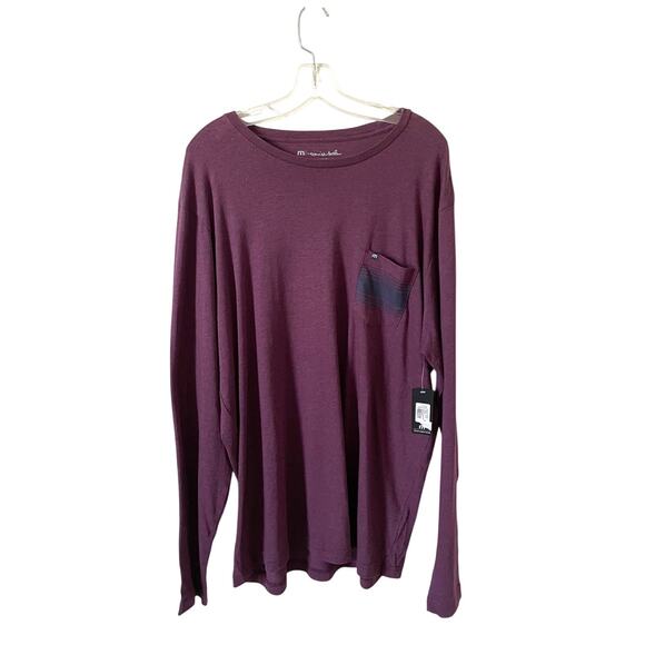 Travis Mathew Prima Soft Cotton Long Sleeve Shirt Maroon Purple Gray XXL NEW - Picture 1 of 7